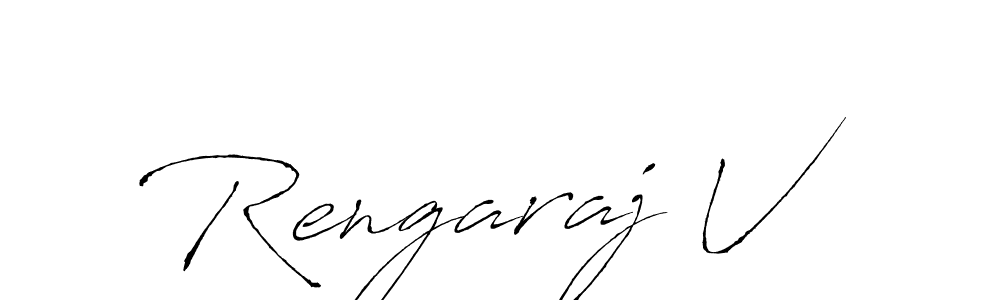 How to make Rengaraj V signature? Antro_Vectra is a professional autograph style. Create handwritten signature for Rengaraj V name. Rengaraj V signature style 6 images and pictures png