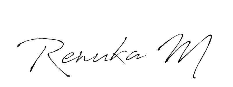 Renuka M stylish signature style. Best Handwritten Sign (Antro_Vectra) for my name. Handwritten Signature Collection Ideas for my name Renuka M. Renuka M signature style 6 images and pictures png