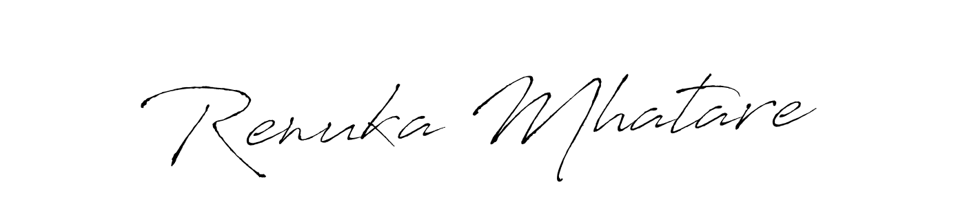 The best way (Antro_Vectra) to make a short signature is to pick only two or three words in your name. The name Renuka Mhatare include a total of six letters. For converting this name. Renuka Mhatare signature style 6 images and pictures png