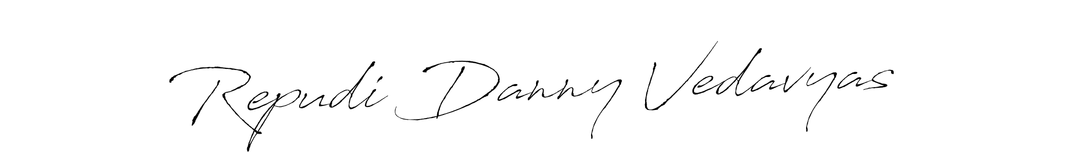 How to make Repudi Danny Vedavyas name signature. Use Antro_Vectra style for creating short signs online. This is the latest handwritten sign. Repudi Danny Vedavyas signature style 6 images and pictures png