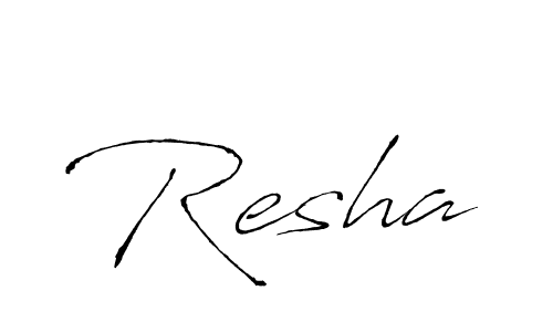 Make a beautiful signature design for name Resha. With this signature (Antro_Vectra) style, you can create a handwritten signature for free. Resha signature style 6 images and pictures png