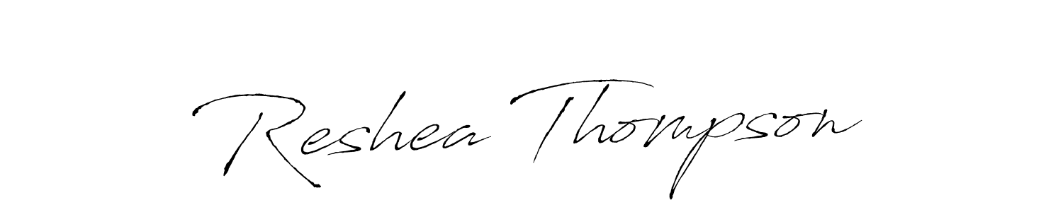 How to make Reshea Thompson name signature. Use Antro_Vectra style for creating short signs online. This is the latest handwritten sign. Reshea Thompson signature style 6 images and pictures png