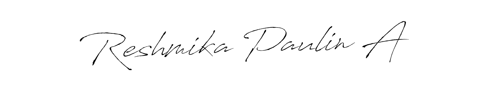 This is the best signature style for the Reshmika Paulin A name. Also you like these signature font (Antro_Vectra). Mix name signature. Reshmika Paulin A signature style 6 images and pictures png