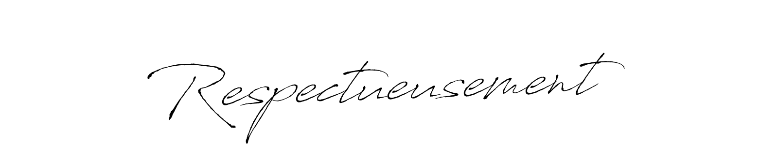 Make a beautiful signature design for name Respectueusement. With this signature (Antro_Vectra) style, you can create a handwritten signature for free. Respectueusement signature style 6 images and pictures png