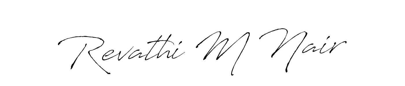 How to make Revathi M Nair name signature. Use Antro_Vectra style for creating short signs online. This is the latest handwritten sign. Revathi M Nair signature style 6 images and pictures png