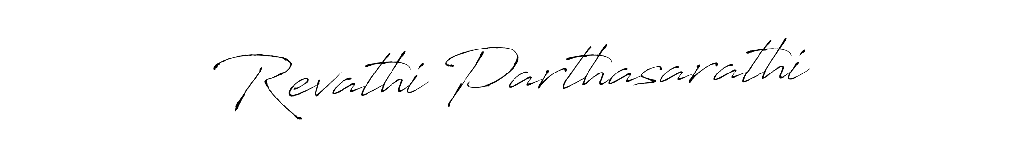 Make a beautiful signature design for name Revathi Parthasarathi. With this signature (Antro_Vectra) style, you can create a handwritten signature for free. Revathi Parthasarathi signature style 6 images and pictures png