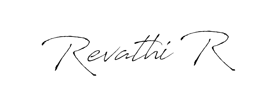 How to make Revathi R name signature. Use Antro_Vectra style for creating short signs online. This is the latest handwritten sign. Revathi R signature style 6 images and pictures png