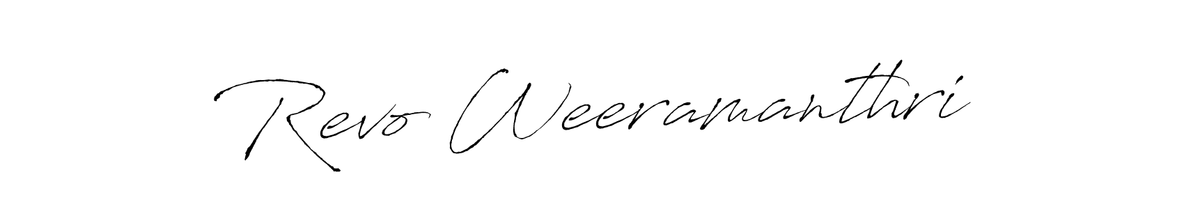 How to make Revo Weeramanthri name signature. Use Antro_Vectra style for creating short signs online. This is the latest handwritten sign. Revo Weeramanthri signature style 6 images and pictures png