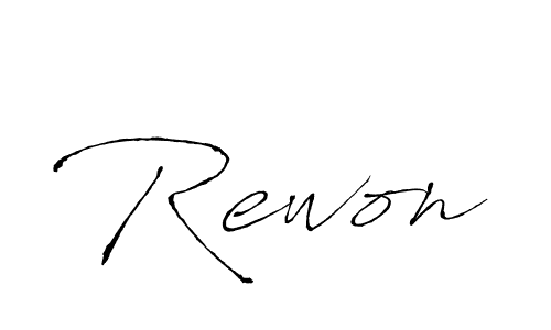 Use a signature maker to create a handwritten signature online. With this signature software, you can design (Antro_Vectra) your own signature for name Rewon. Rewon signature style 6 images and pictures png