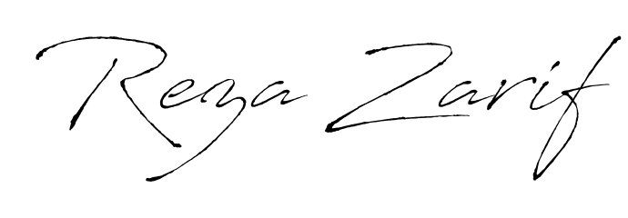 Get an exclusive digital autograph for Reza Zarif. The Antro_Vectra typeface captures the charm of real penmanship on paper. Reza Zarif signature style 6 images and pictures png