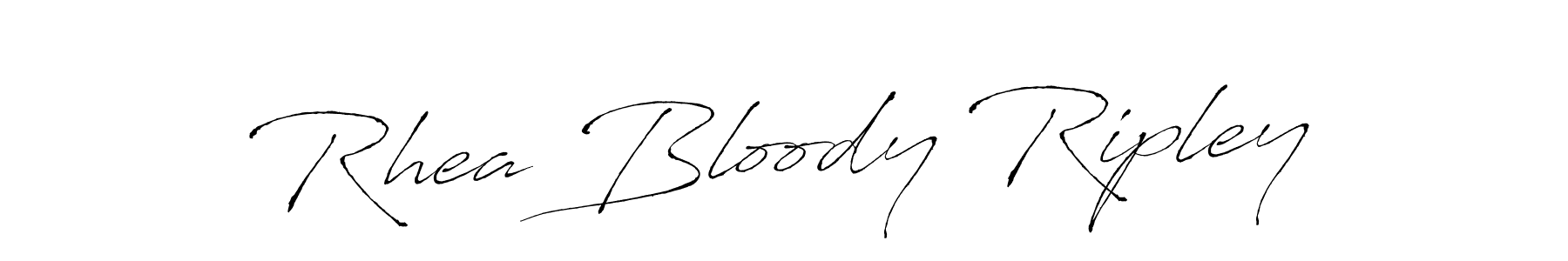 How to make Rhea Bloody Ripley name signature. Use Antro_Vectra style for creating short signs online. This is the latest handwritten sign. Rhea Bloody Ripley signature style 6 images and pictures png