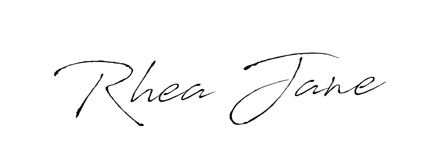 How to make Rhea Jane name signature. Use Antro_Vectra style for creating short signs online. This is the latest handwritten sign. Rhea Jane signature style 6 images and pictures png