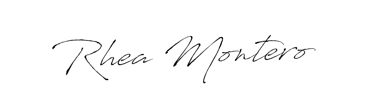 How to make Rhea Montero name signature. Use Antro_Vectra style for creating short signs online. This is the latest handwritten sign. Rhea Montero signature style 6 images and pictures png