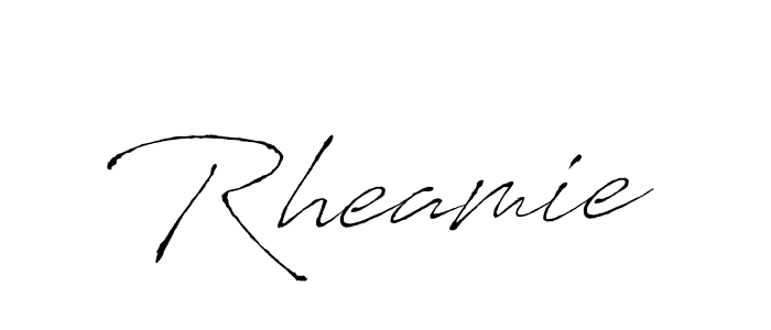 Use a signature maker to create a handwritten signature online. With this signature software, you can design (Antro_Vectra) your own signature for name Rheamie. Rheamie signature style 6 images and pictures png