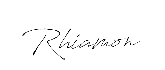 Use a signature maker to create a handwritten signature online. With this signature software, you can design (Antro_Vectra) your own signature for name Rhiamon. Rhiamon signature style 6 images and pictures png