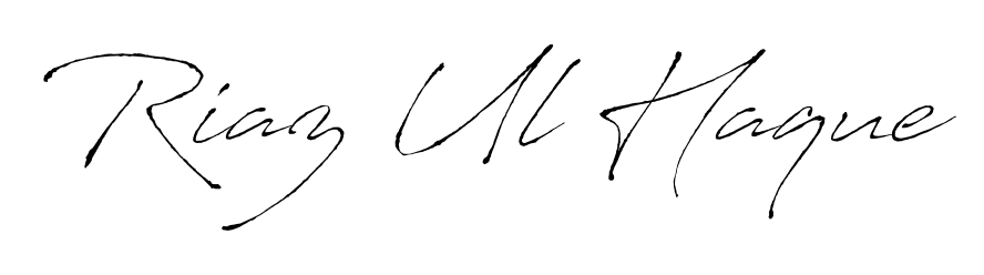 The Antro_Vectra typeface gives name Riaz Ul Haque a refined look. Suitable for certificates, diplomas, and official verification. Riaz Ul Haque signature style 6 images and pictures png