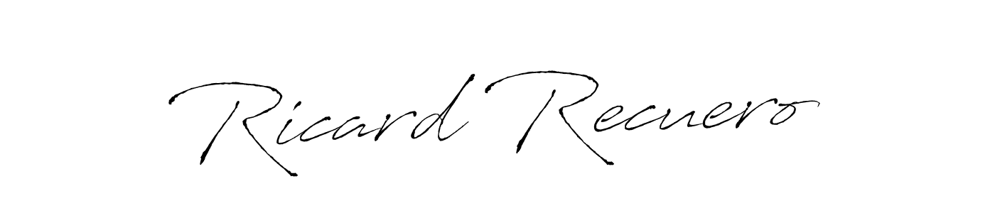 Similarly Antro_Vectra is the best handwritten signature design. Signature creator online .You can use it as an online autograph creator for name Ricard Recuero. Ricard Recuero signature style 6 images and pictures png