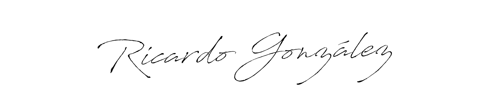 Design your own signature with our free online signature maker. With this signature software, you can create a handwritten (Antro_Vectra) signature for name Ricardo González. Ricardo González signature style 6 images and pictures png