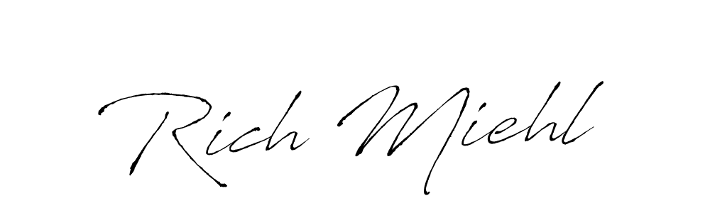 Antro_Vectra is a professional signature style that is perfect for those who want to add a touch of class to their signature. It is also a great choice for those who want to make their signature more unique. Get Rich Miehl name to fancy signature for free. Rich Miehl signature style 6 images and pictures png