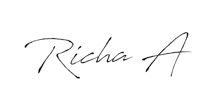 Make a beautiful signature design for name Richa A. With this signature (Antro_Vectra) style, you can create a handwritten signature for free. Richa A signature style 6 images and pictures png