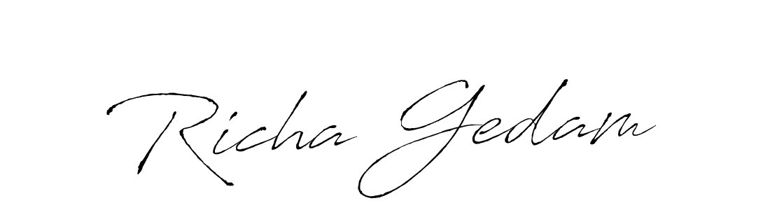 You should practise on your own different ways (Antro_Vectra) to write your name (Richa Gedam) in signature. don't let someone else do it for you. Richa Gedam signature style 6 images and pictures png