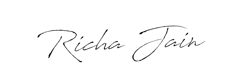 if you are searching for the best signature style for your name Richa Jain. so please give up your signature search. here we have designed multiple signature styles  using Antro_Vectra. Richa Jain signature style 6 images and pictures png