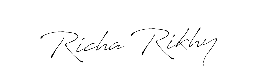 Antro_Vectra is a professional signature style that is perfect for those who want to add a touch of class to their signature. It is also a great choice for those who want to make their signature more unique. Get Richa Rikhy name to fancy signature for free. Richa Rikhy signature style 6 images and pictures png