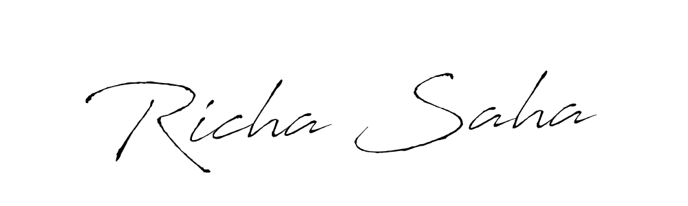 The best way (Antro_Vectra) to make a short signature is to pick only two or three words in your name. The name Richa Saha include a total of six letters. For converting this name. Richa Saha signature style 6 images and pictures png