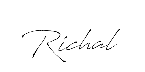 The best way (Antro_Vectra) to make a short signature is to pick only two or three words in your name. The name Richal include a total of six letters. For converting this name. Richal signature style 6 images and pictures png