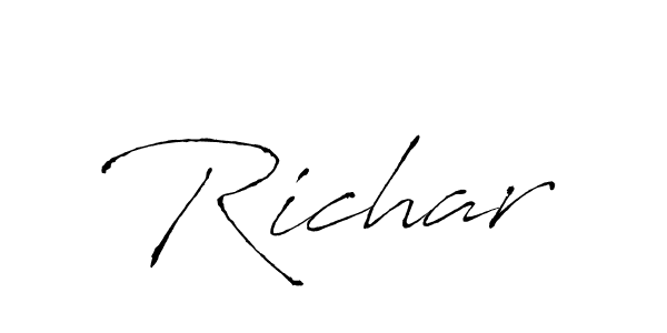 Use a signature maker to create a handwritten signature online. With this signature software, you can design (Antro_Vectra) your own signature for name Richar. Richar signature style 6 images and pictures png