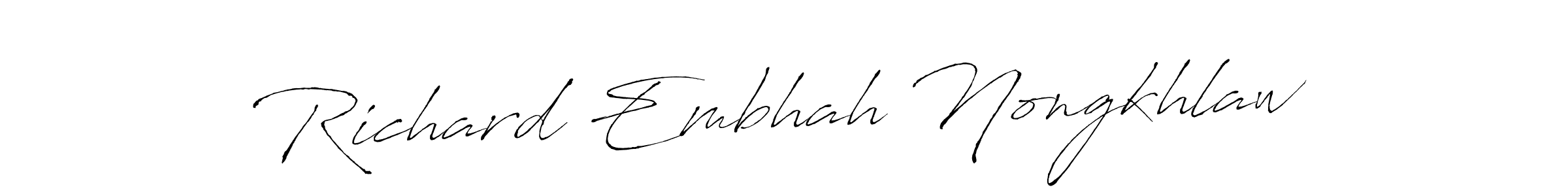 if you are searching for the best signature style for your name Richard Embhah Nongkhlaw. so please give up your signature search. here we have designed multiple signature styles  using Antro_Vectra. Richard Embhah Nongkhlaw signature style 6 images and pictures png