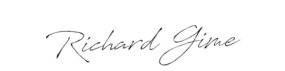 Design your own signature with our free online signature maker. With this signature software, you can create a handwritten (Antro_Vectra) signature for name Richard Gime. Richard Gime signature style 6 images and pictures png