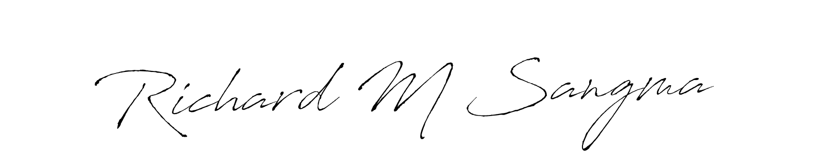 Make a beautiful signature design for name Richard M Sangma. With this signature (Antro_Vectra) style, you can create a handwritten signature for free. Richard M Sangma signature style 6 images and pictures png