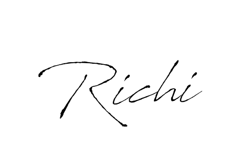 Design your own signature with our free online signature maker. With this signature software, you can create a handwritten (Antro_Vectra) signature for name Richi. Richi signature style 6 images and pictures png