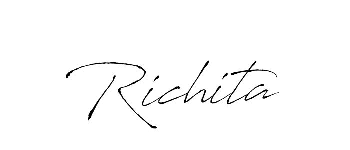 Use a signature maker to create a handwritten signature online. With this signature software, you can design (Antro_Vectra) your own signature for name Richita. Richita signature style 6 images and pictures png