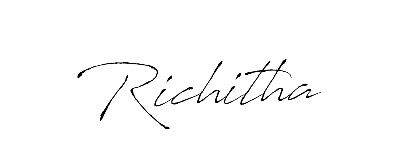 The best way (Antro_Vectra) to make a short signature is to pick only two or three words in your name. The name Richitha include a total of six letters. For converting this name. Richitha signature style 6 images and pictures png