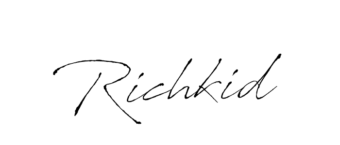 Use a signature maker to create a handwritten signature online. With this signature software, you can design (Antro_Vectra) your own signature for name Richkid. Richkid signature style 6 images and pictures png