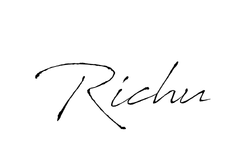 You should practise on your own different ways (Antro_Vectra) to write your name (Richu) in signature. don't let someone else do it for you. Richu signature style 6 images and pictures png