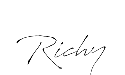 How to make Richy name signature. Use Antro_Vectra style for creating short signs online. This is the latest handwritten sign. Richy signature style 6 images and pictures png