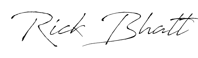 A classic penmanship look for Rick Bhatt. The Antro_Vectra font brings timeless elegance and confidence to every signed document. Rick Bhatt signature style 6 images and pictures png