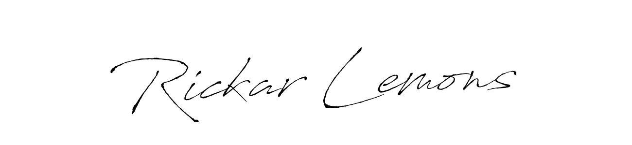 The best way (Antro_Vectra) to make a short signature is to pick only two or three words in your name. The name Rickar Lemons include a total of six letters. For converting this name. Rickar Lemons signature style 6 images and pictures png