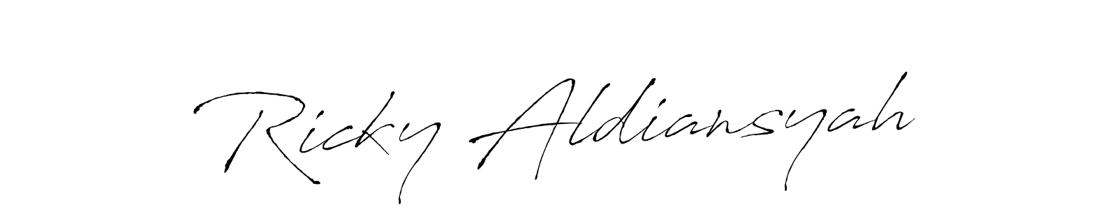 Create a beautiful signature design for name Ricky Aldiansyah. With this signature (Antro_Vectra) fonts, you can make a handwritten signature for free. Ricky Aldiansyah signature style 6 images and pictures png