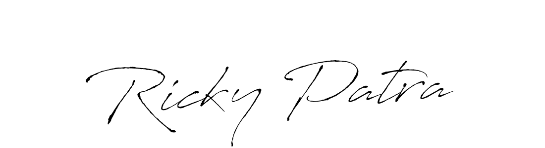 How to make Ricky Patra name signature. Use Antro_Vectra style for creating short signs online. This is the latest handwritten sign. Ricky Patra signature style 6 images and pictures png