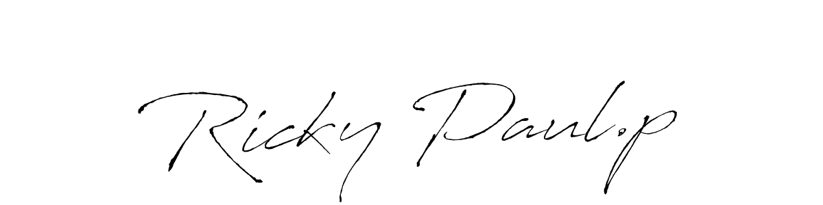 How to make Ricky Paul.p name signature. Use Antro_Vectra style for creating short signs online. This is the latest handwritten sign. Ricky Paul.p signature style 6 images and pictures png