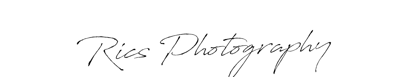 Rics Photography stylish signature style. Best Handwritten Sign (Antro_Vectra) for my name. Handwritten Signature Collection Ideas for my name Rics Photography. Rics Photography signature style 6 images and pictures png