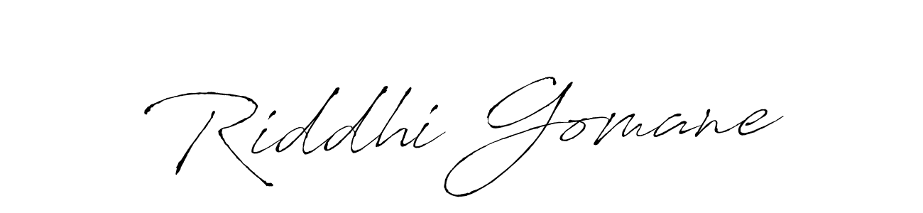 Design your own signature with our free online signature maker. With this signature software, you can create a handwritten (Antro_Vectra) signature for name Riddhi Gomane. Riddhi Gomane signature style 6 images and pictures png