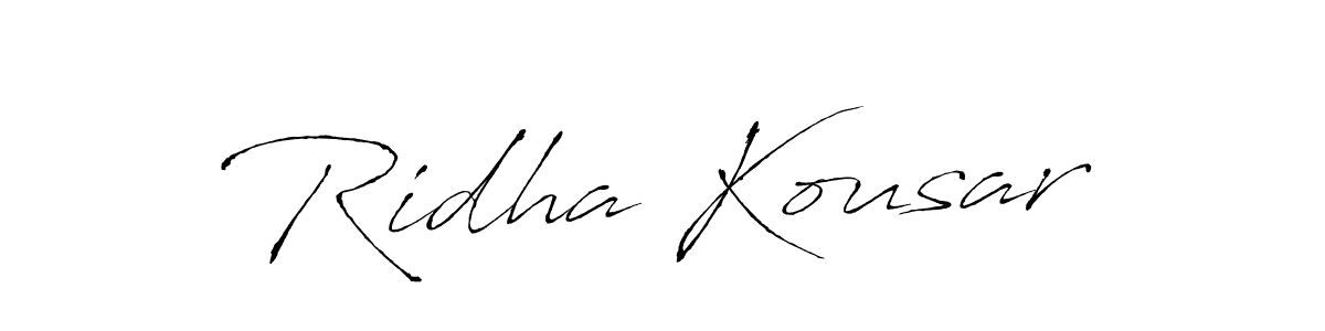 How to make Ridha Kousar signature? Antro_Vectra is a professional autograph style. Create handwritten signature for Ridha Kousar name. Ridha Kousar signature style 6 images and pictures png