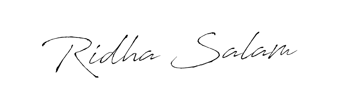Make a beautiful signature design for name Ridha Salam. With this signature (Antro_Vectra) style, you can create a handwritten signature for free. Ridha Salam signature style 6 images and pictures png