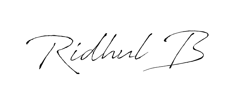Also You can easily find your signature by using the search form. We will create Ridhul B name handwritten signature images for you free of cost using Antro_Vectra sign style. Ridhul B signature style 6 images and pictures png