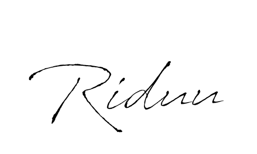 Design your own signature with our free online signature maker. With this signature software, you can create a handwritten (Antro_Vectra) signature for name Riduu. Riduu signature style 6 images and pictures png